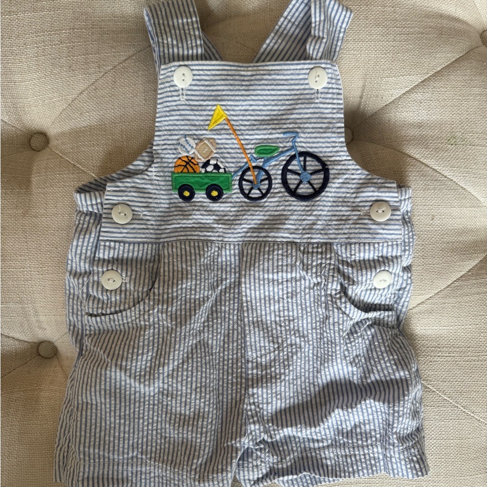 Florence Eiseman Blue and White Striped Overalls